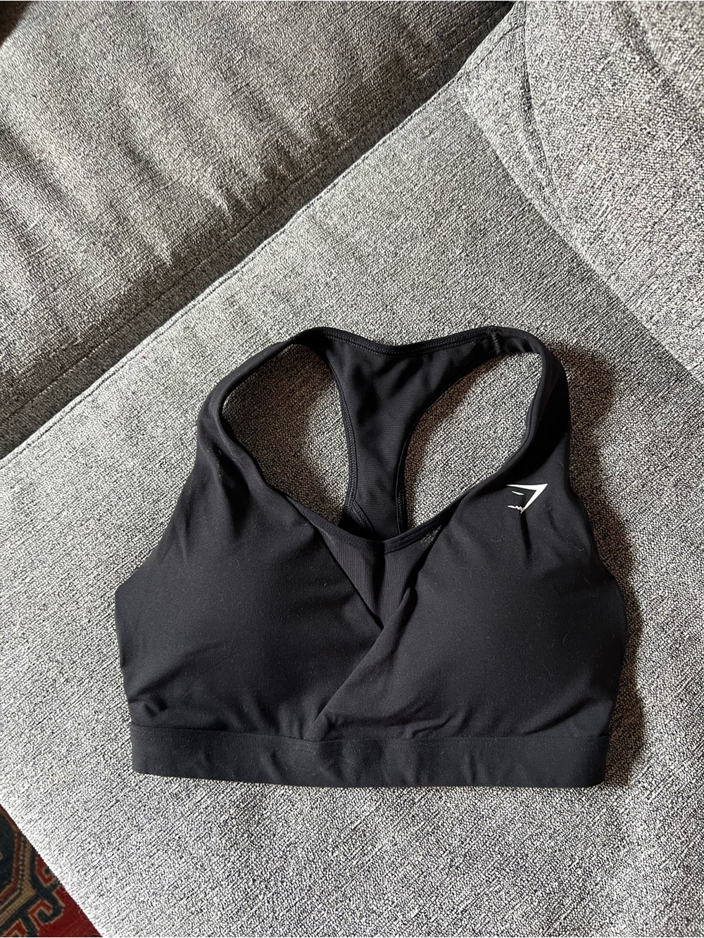 Gymshark Black Racerback V‑Neck Performance Sports Bra
